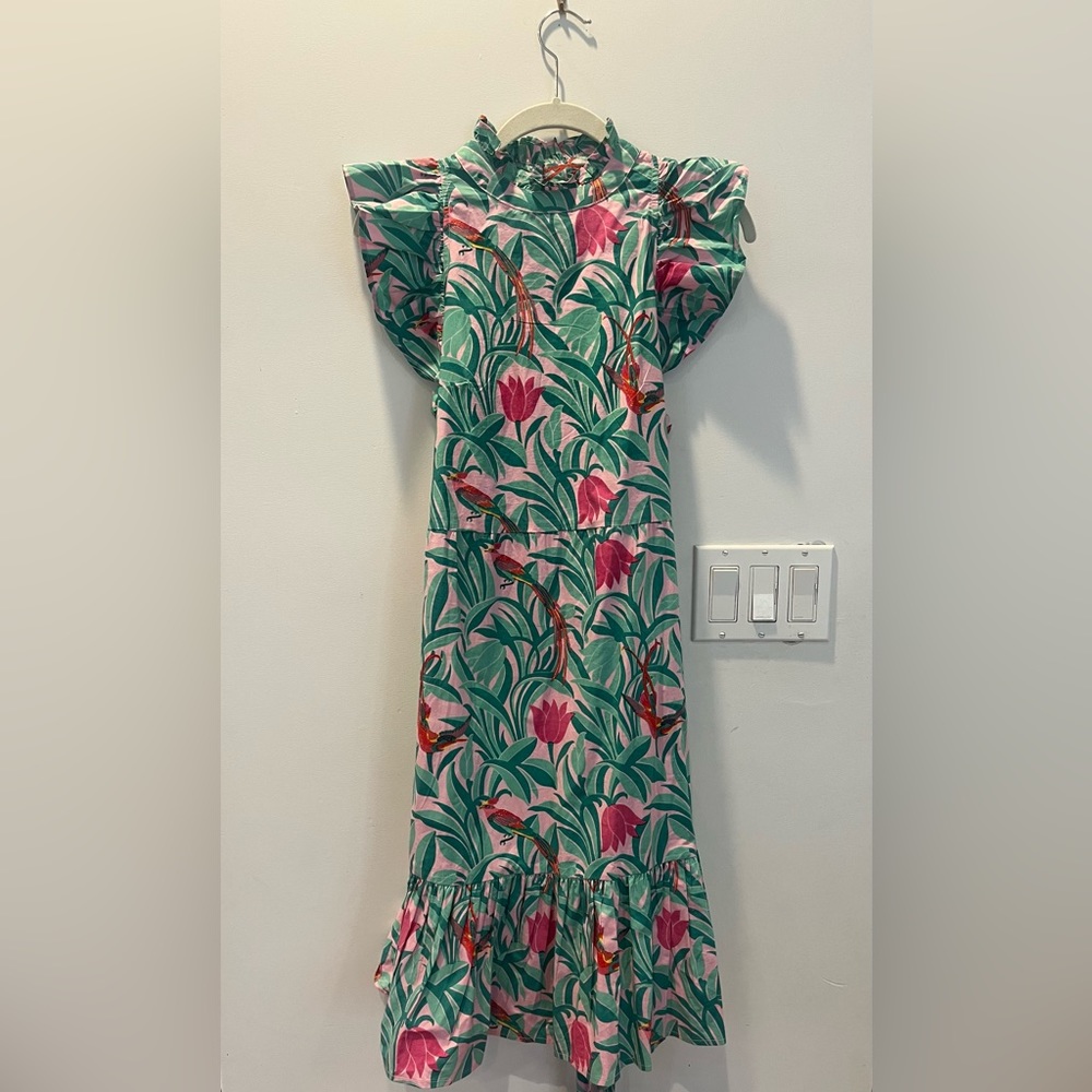 Long boho Pink and Green Banjanan dress
